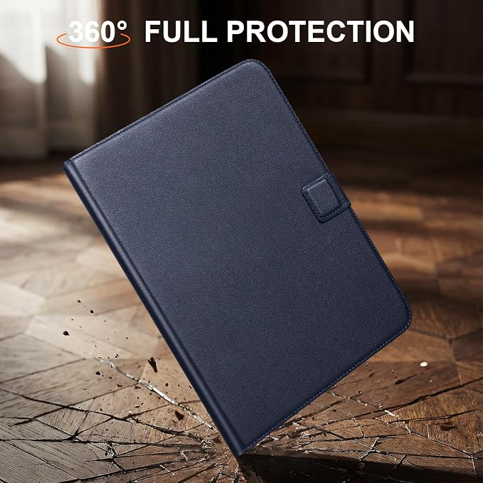 Leather Case for iPad 11th/10th Gen (11/10.9) Black | Genuine Leather Pencil Holder Adjustable Stand Magnetic Closure Auto Wake/Sleep