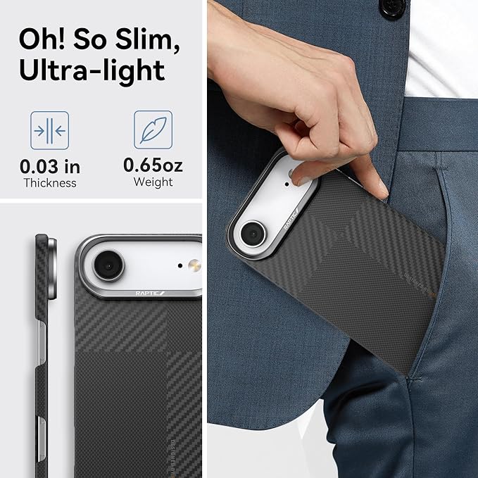 RAPTIC Aramid Fiber Case for iPhone 16 Pro Compatible with MagSafe Non-Slip &amp Slim 600D Aramid Fiber [Military Grade Drop Tested] Anti-Scratch Shockproof Protective Case 6.3 inch Black