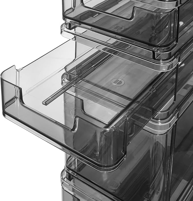 iDesign The Sarah Tanno Collection Small 5-Drawer Stacking Cosmetic Organizer Cart, Smoke/Black