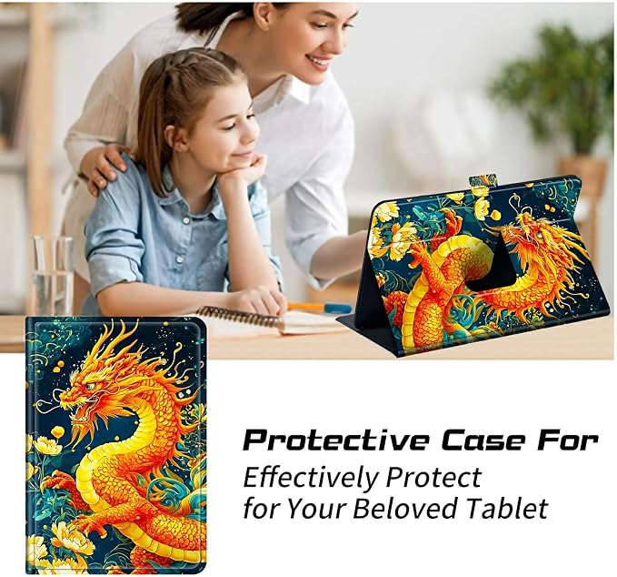 for Walmart Onn 10.1 2024 Onn 10.1 Gen 4 Universal Tablet Case 360 Degree Rotating Kickstand Protective Stand Case with Multiple Viewing PU Leather Shell Case Black Book Cat