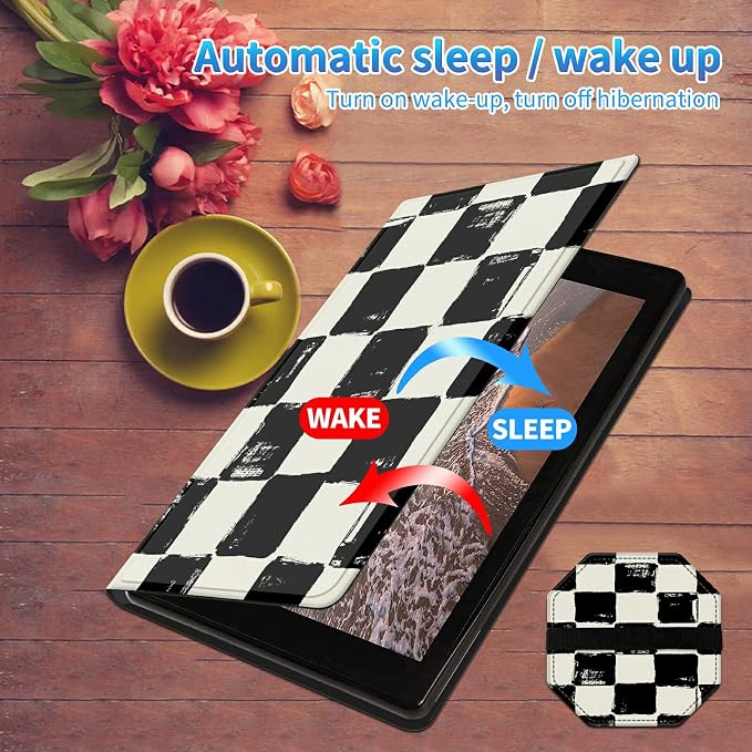 for All-New Kindle Fire HD 10 &amp 10 Plus Tablet (13th/11th Gen 2023/2021 Release) 10.1 + Screen Clean Pad Slim PU Leather Multi-Angle Kickstand Cover with Auto Wake/Sleep Horse with US Flag
