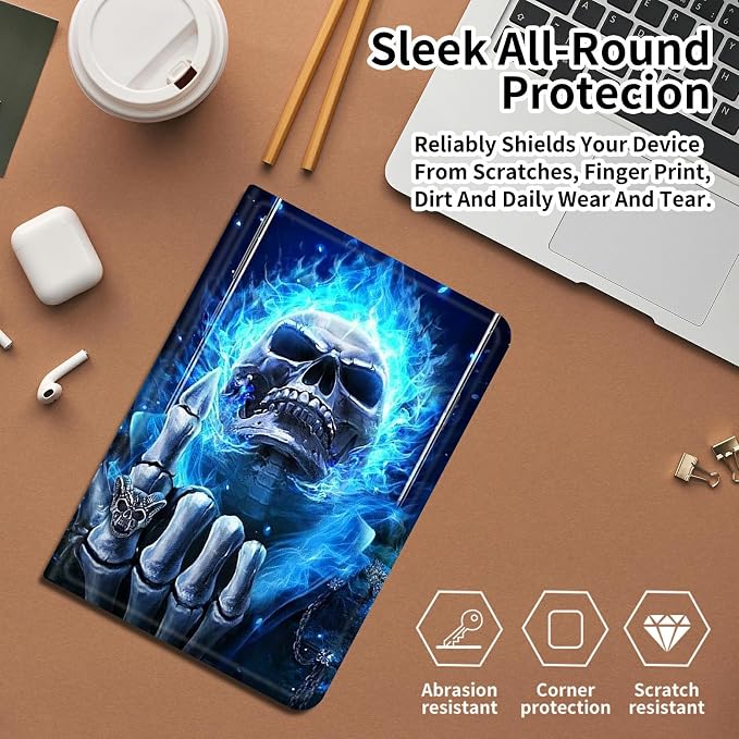 Case for Fire 7 Tablet &amp Fire 7 Kids (12th Gen 2022 Release) - Slim PU Leather Protective Smart Cover with Auto Sleep/Wake &amp Multi-Angle StandBlue Dandelion