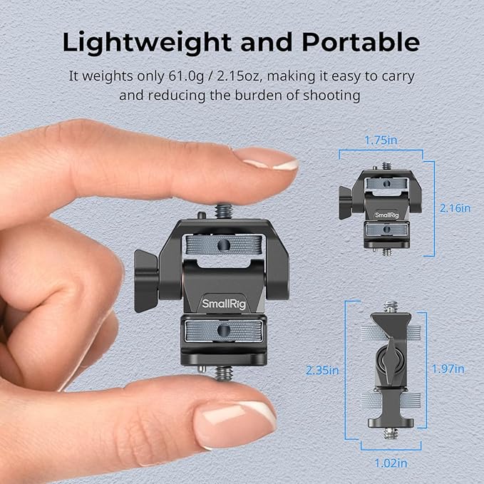 SmallRig Adjustable Camera Monitor Mount, 360° Swivel and 180° Tilt Monitor Holder, with 1/4"- 20 Screws, Bouncy Locating Pins, Anti-Twist Design, for Ninja V and V+ Monitors