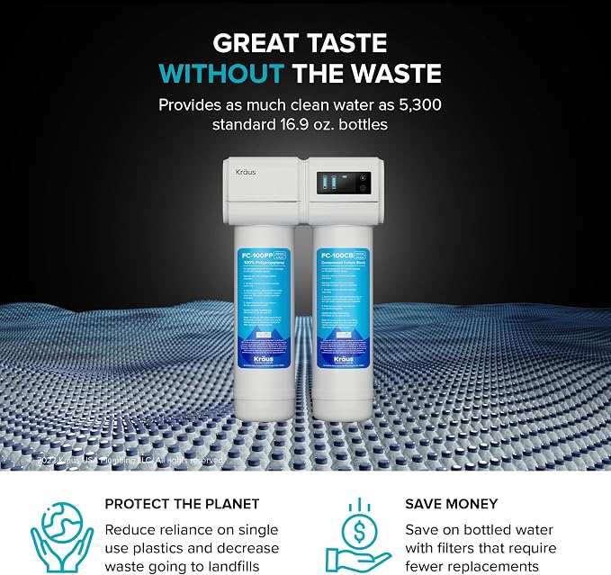 KRAUS Purita 2-Stage Carbon Block Under-Sink Water Filtration System