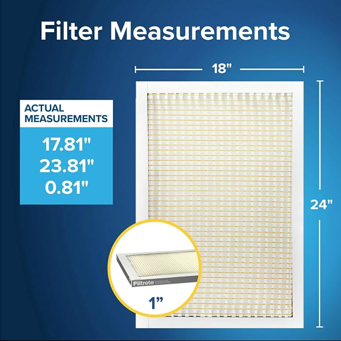 Filtrete 18x24x1 Air Filter, MPR 300, MERV 5, Clean Living Basic Dust 3-Month