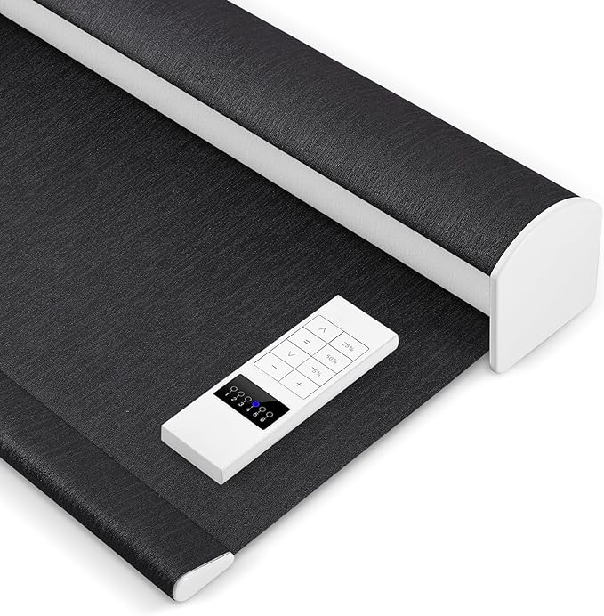 Zshine Motorized Blackout Window Blinds Customize Width (23-95 Inches) Remote Control Wireless and Rechargeable Roller Shades Blinds for Windows, Home, Office, Hotel, Club, Restaurant(82164F)