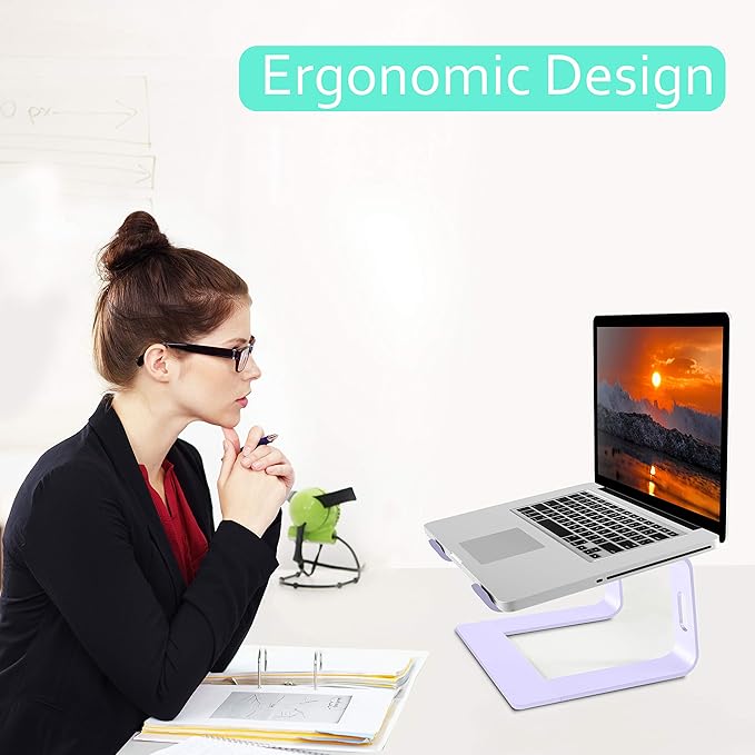 Orionstar Laptop Stand Aluminum Laptop Riser Compatible with Mac MacBook Air Pro 10 to 15.6 Inch Notebook Computer, Ergonomic Elevator Holder (Purple)