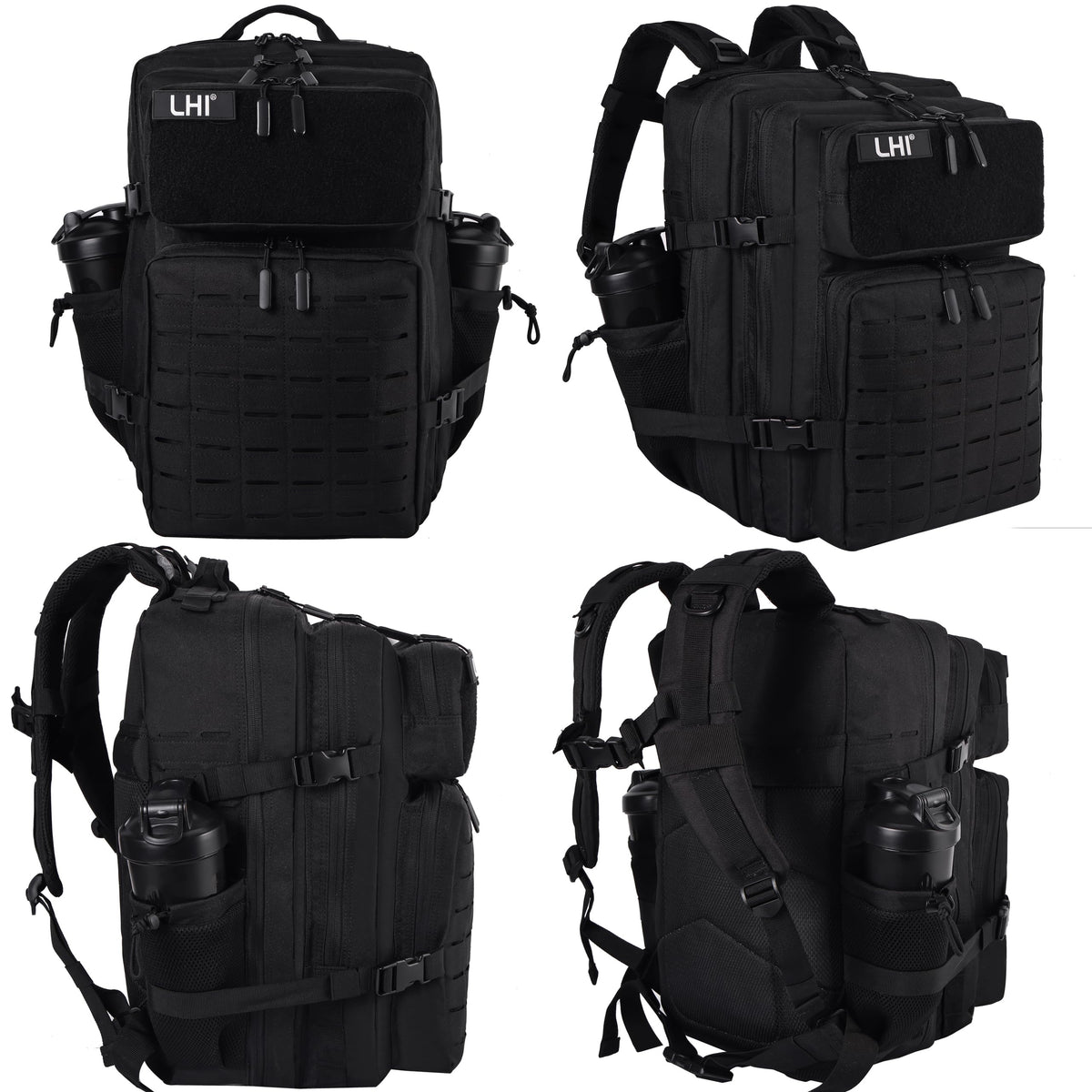 LHI Tactical Military Backpack for Men 25L/45L Large Molle Army Assault Pack 3 Day Hiking Rucksack With Bottle Holder