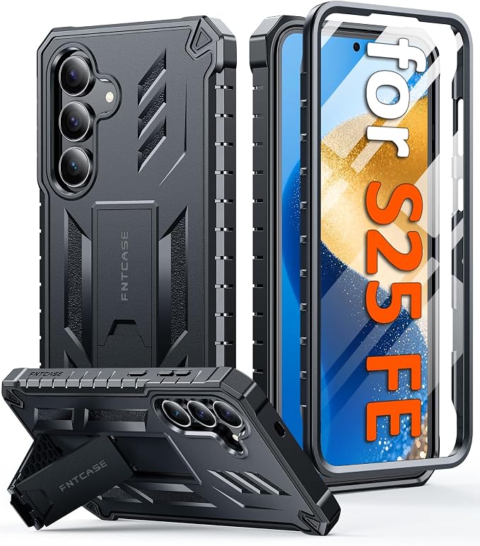 FNTCASE for 11 Pro XL Case Rugged Kickstand 2 Front Frames Black | Built-in Screen Protector 20FT Military-Grade Drop Protection Rugged Heavy Duty Shockproof Full Body Protective Cover