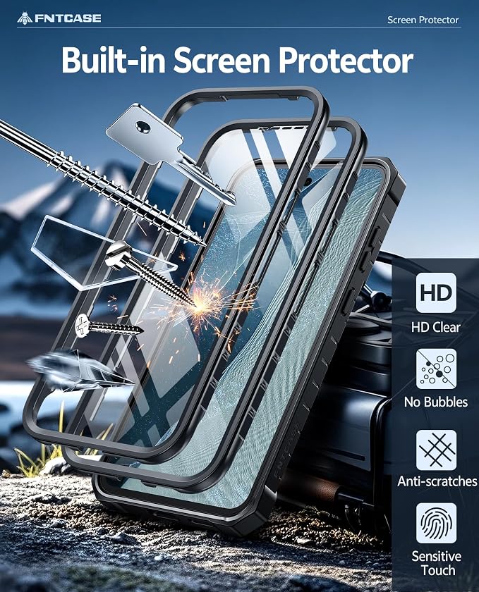 FNTCASE for 11 Pro XL Case Rugged Kickstand 2 Front Frames Black | Built-in Screen Protector 20FT Military-Grade Drop Protection Rugged Heavy Duty Shockproof Full Body Protective Cover