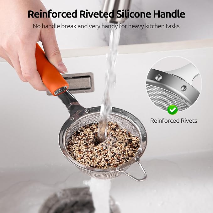 U-Taste Small Fine Mesh Strainer: 18/8 Stainless Steel 3.35in 30 Mesh Kitchen