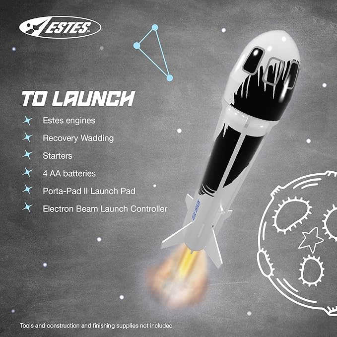 Estes 7315 Blue Origin New Shepard Builder Kit, Intermediate Flying-Rocket Model Kit for Ages 10+, Includes Model Parts and Parachute