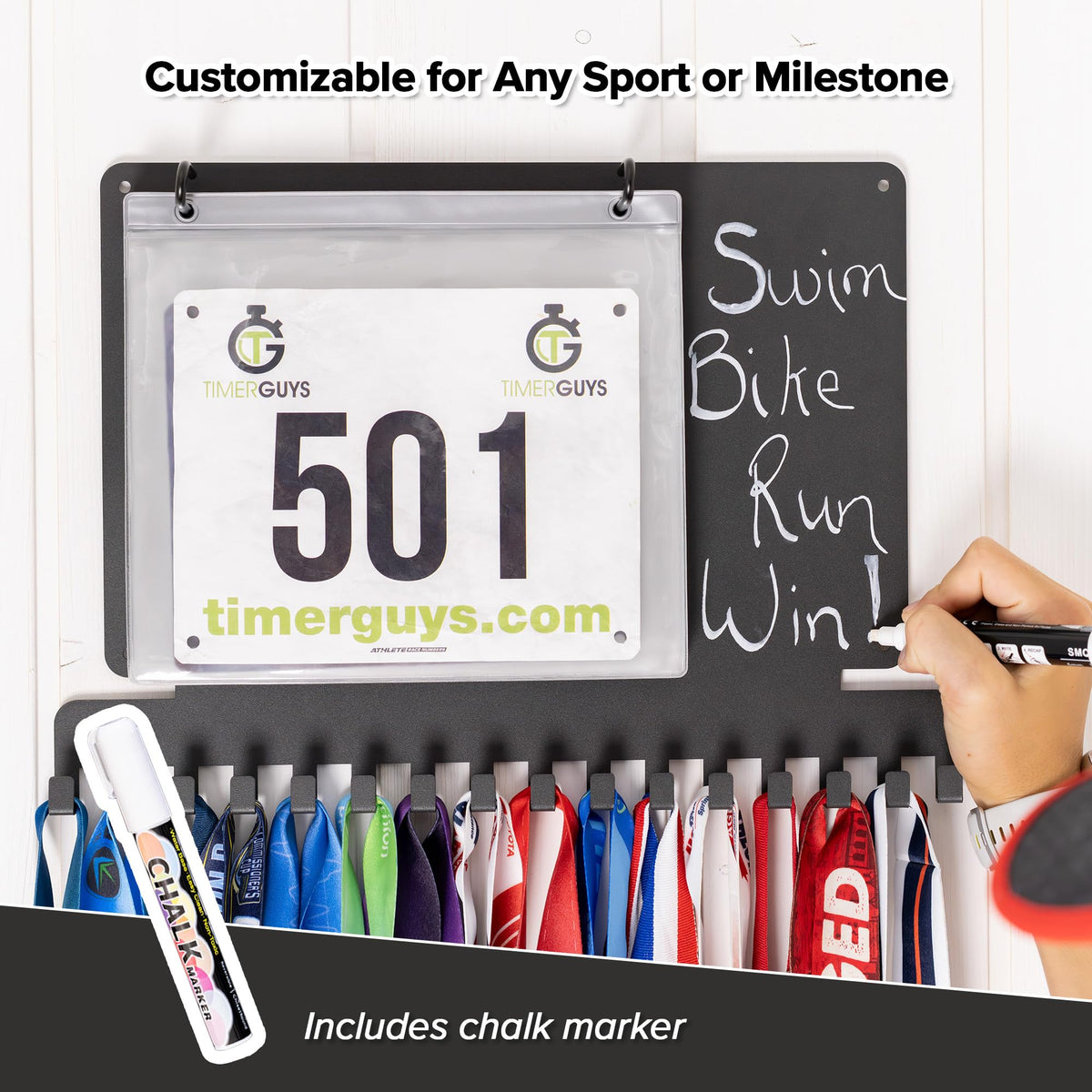 Stekja Running Medal Hanger Display with Race Bib Holder, Gift for Runners