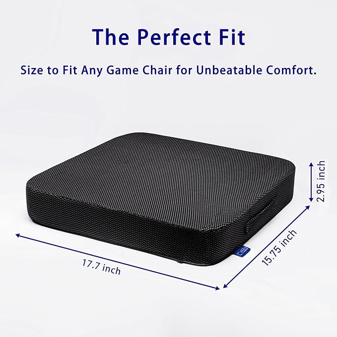CYLEN Ifoam Gel Infused Memory Foam Layer Wheelchair Cushion - Seat Cushion for Wheelchair-Office Chair, Kitchen Chair, Car Seats-Pressure Sore and Tailbone Pain Relief-High Dense Polyfoam Base(Black)