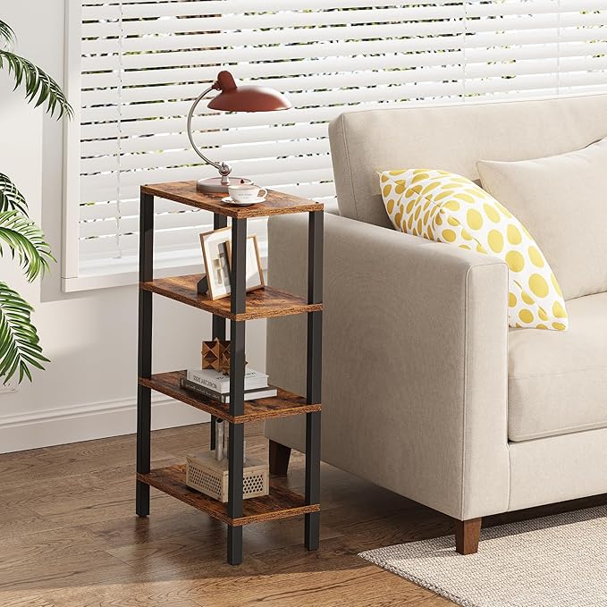 TUTOTAK Small Side Table, Narrow End Table, Skinny Sofa Table, Slim Nightstand, Couch Table, Living Room, Bed Room, Brown TB01BB078