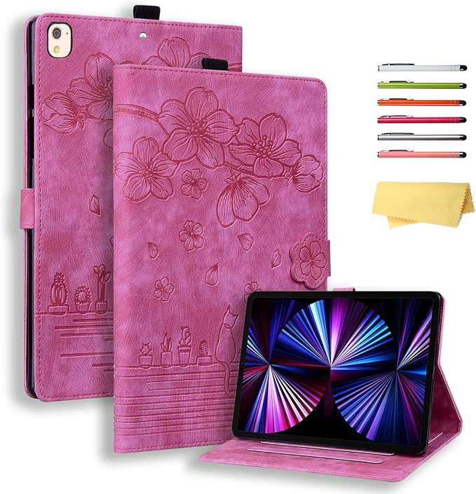 for Apple iPad 10.2 Case 9th/8th/7th Generation Cover (2021/2020/2019) with Auto Wake/Sleep Ultra Thin Lightweight Trifold Stand Folio PU Leather &amp Hard Back Hybrid Cover Almond Blossom