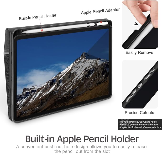 Case for iPad (A16) 11th Gen 11-inch iPad 10th Gen 10.9-inch | with Pencil Holder PU Leather Protective Cover Auto Sleep/Wake Multi-Angle Viewing/Typing Stand Magnetic Closure Beige