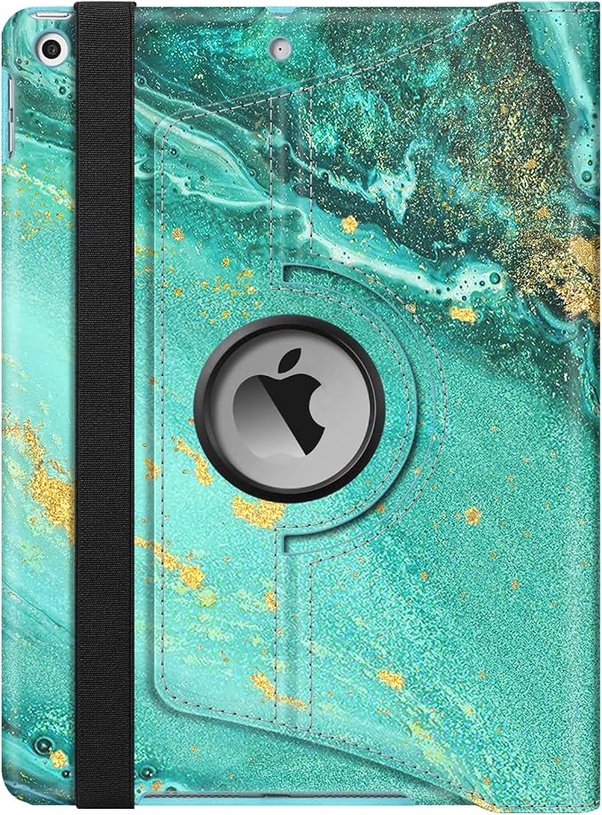Fintie 360° Rotating Case for iPad 9th / 8th / 7th Generation 10.2 Inch | Swivel Stand Portrait &amp Landscape Viewing Shockproof Cover with Pencil Holder Auto Wake/Sleep Aqua Wave