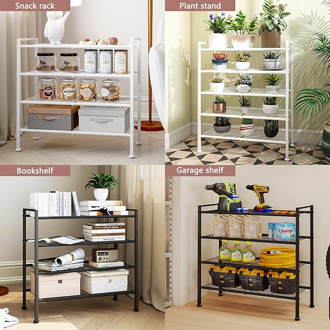 DongRong 5-Tier Shoe Rack,Metal Simple Shoe Storage Organizer Utility Shelf for Closet,Entryway, Bedroom,Small Spaces (Black, 5 Tier)
