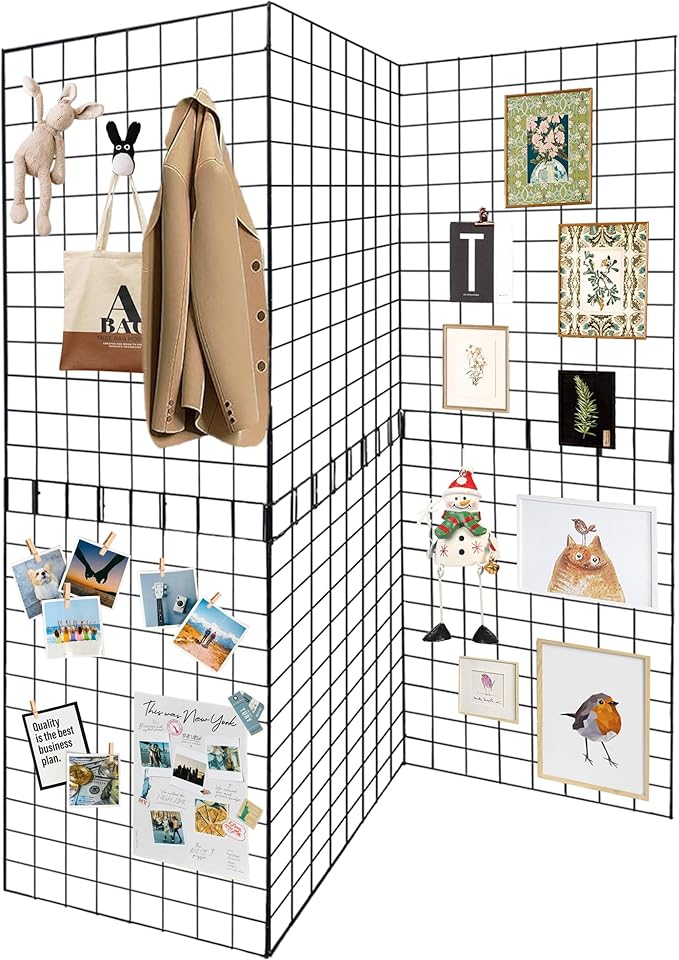 Koretech Grid Wall Panels 3 Pcs, Commercial Grade Gridwall Panels, Metal Grid Wall Panel Display Stand, You Can DIY 6 Pack 2'x3' or 3 Pack 2'x6' (Black)