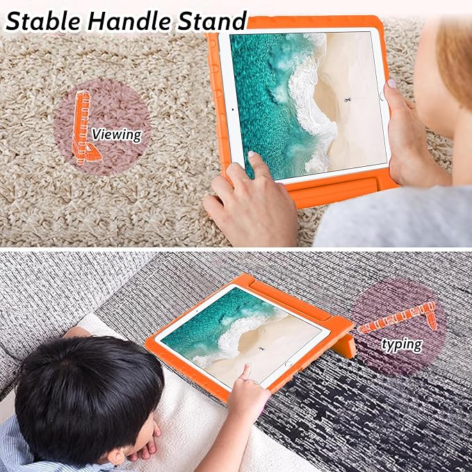 Dteck Kids Case for iPad 10.2 - Shockproof Rugged EVA Handle Stand Child Proof Case for iPad 9/8/7 Generation Black