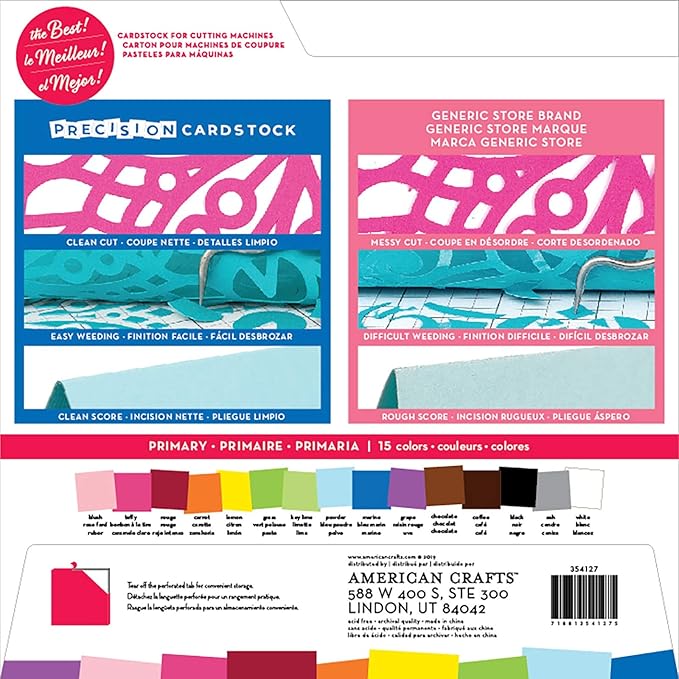 American Crafts Precision Cardstock Pack 80lb 12"X12" 60/Pkg-Primary/Textured