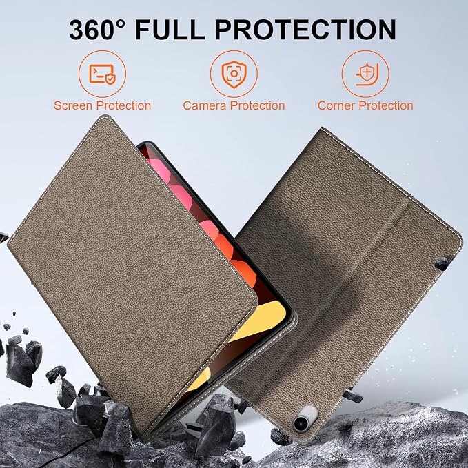 Case for iPad mini 7 (A17 Pro) 2024 iPad mini 6th Gen 2021 Black | Leather Protective Shockproof Smart Cover Adjustable Stand Auto Wake/Sleep Multiple View Angles
