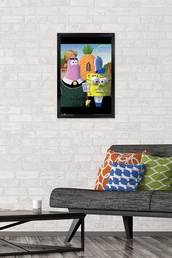 Trends International Nickelodeon Spongebob - American Gothic Wall Poster, 14.725" x 22.375", Black Framed Version