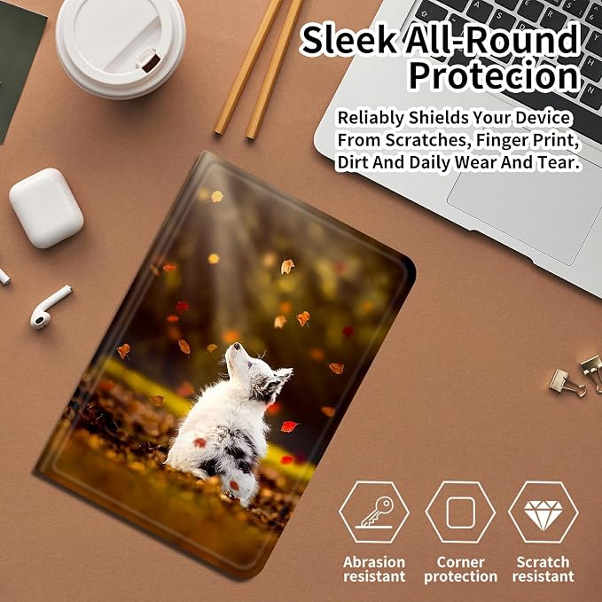 Case for Fire 7 Tablet &amp Fire 7 Kids (12th Gen 2022 Release) - Slim PU Leather Protective Smart Cover with Auto Sleep/Wake &amp Multi-Angle StandBlue Dandelion