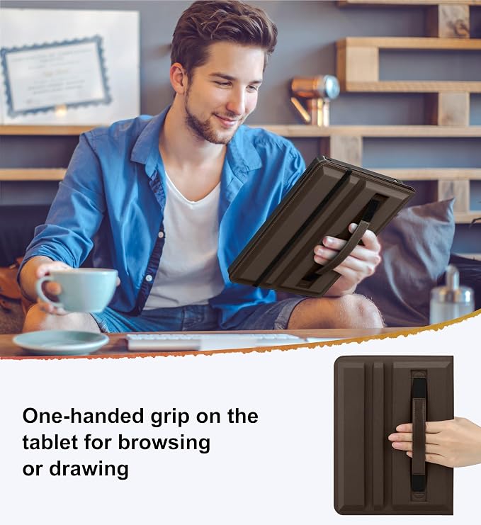 DTTO for iPad 9th/8th/7th Gen Case 10.2 Inch (2021/2020/2019) Brown | 360 Degree Rotating Premium Faux Leather Folio Stand Cover with Pencil Holder Auto Sleep/Wake Multiple Angles Hand Strap