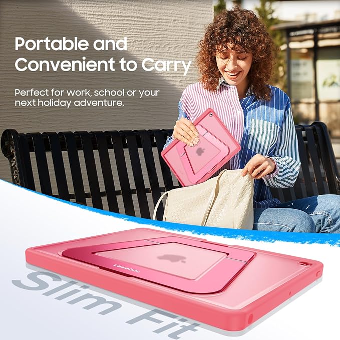 Fintie Shockproof Case for iPad 9th / 8th / 7th Generation 10.2 Inch | Slim Frosted Hard Back Cover Multi-Angle Viewing Built-in Kickstand &amp Pencil Holder Anti-Scratch Black