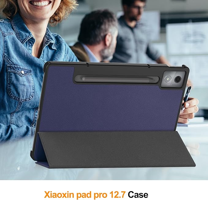 Gylint PU Leather Case for Lenovo Idea Tab Pro/Xiaoxin Pad Pro 12.7 Inch 2025 Ultra Thin Folding Folio Stand Protective Cover Black