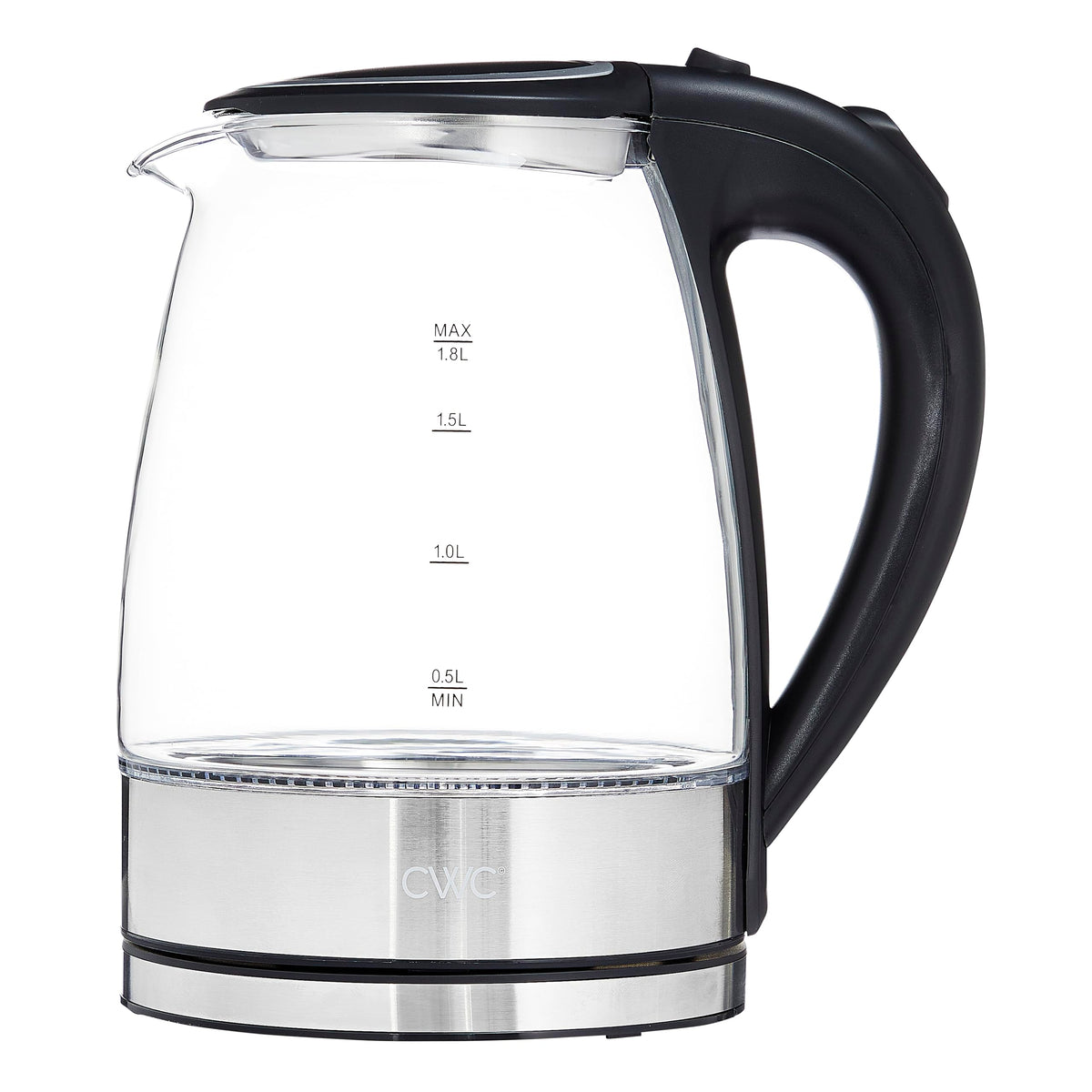COOK WITH COLOR Electric Tea Kettle, 1.8L Cordless Hot Water Boiler, 1200W Rapid Boil, Auto Shutoff & Boil Dry Protection, BPA-Free, Sleek Countertop Design, Black