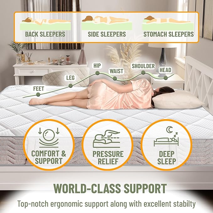 Ottomanson Queen 12” Hybrid Mattress - Rock Salt Infused Quilted Cover - Made in USA - Medium-Firm Support - Individually Pocketed Coils & CertiPUR-US Foam - Fiberglass-Free - Bed in a Box