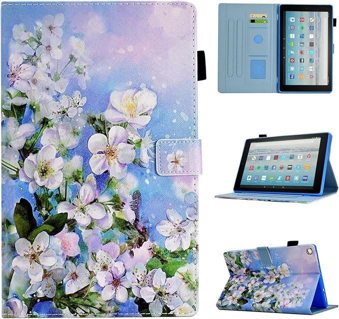 Case for Fire HD 10 Tablet 9th/7th/5th Gen 2019/2017/2015Cute Cat | Slim Durable Foldable Stand PU Leather Pencil Holder Card Slot Auto Wake，Sleep
