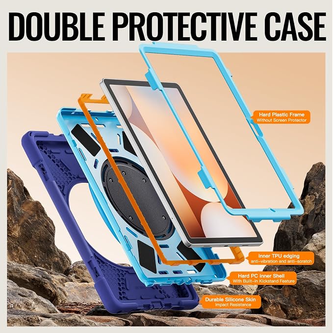 Lunivop Tablet Case Compatible with Samsung Galaxy Tab A11 Plus Case 11 Inch 2025 with 360° Rotating Stand Military - Grade Heavy Duty Protection Cover for Samsung Tab A11+ Plus Black