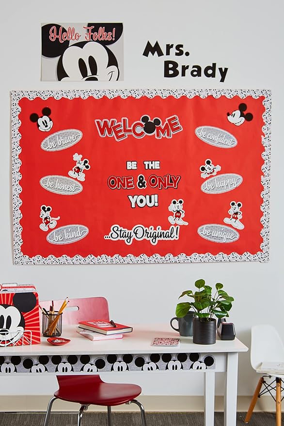 Eureka Disney Retro Mickey Mouse Decorative Classroom and Bulletin Board Trim for Teachers, 2.25" Wide, 12 Strips for 37 Total Feet