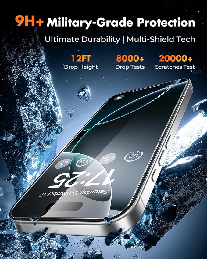 UNBREAKcable for iPhone 15 Plus Screen Protector 4+2 Pack [9H+ Military-Grade Shatterproof] [Effortless Bubble-Free Installation] Ultra HD Clarity Tempered Glass with Lens Protector Case friendly