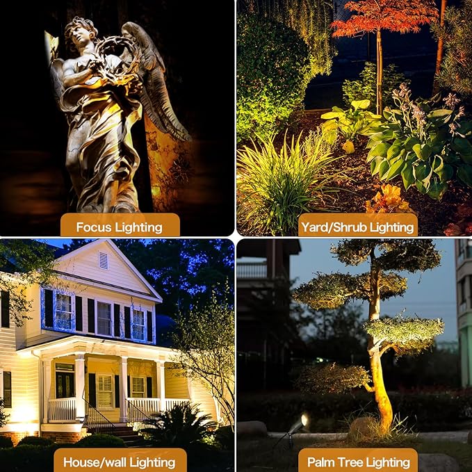 Low Voltage Landscape Lighting, 12V Brass Landscape Lighting Solid - Heavy Duty Waterproof Outdoor Up Lighting for Garden, Yard, Trees, Path & Deck - Bronze Accent Lighting, 4 Packs(No Bulb)