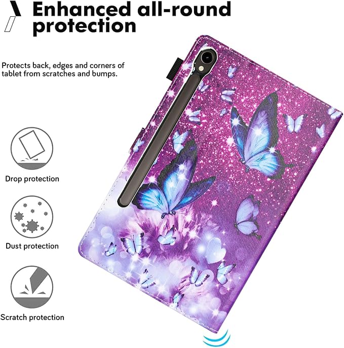 Case for Samsung Galaxy Tab S10 Lite/ S10 FE/ S9 FE 10.9 InchX400/X520/X510 Auto Wake/Sleep Premium PU Leather Folding Stand Cover with Pen Holder &amp Multiple Viewing Angles - Beach