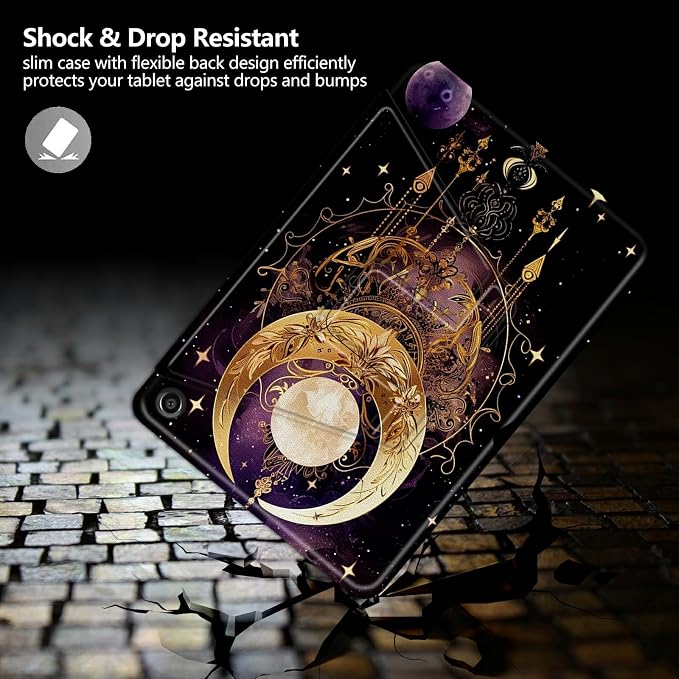 Astronaut Mushrooms Pattern Case for iPad 10.2 iPad 9th Generation 2021/ iPad 8th Generation 2020/ iPad 7th Generation 2019360 Degree Rotating Stand Protective Cover with Auto Sleep/Wake