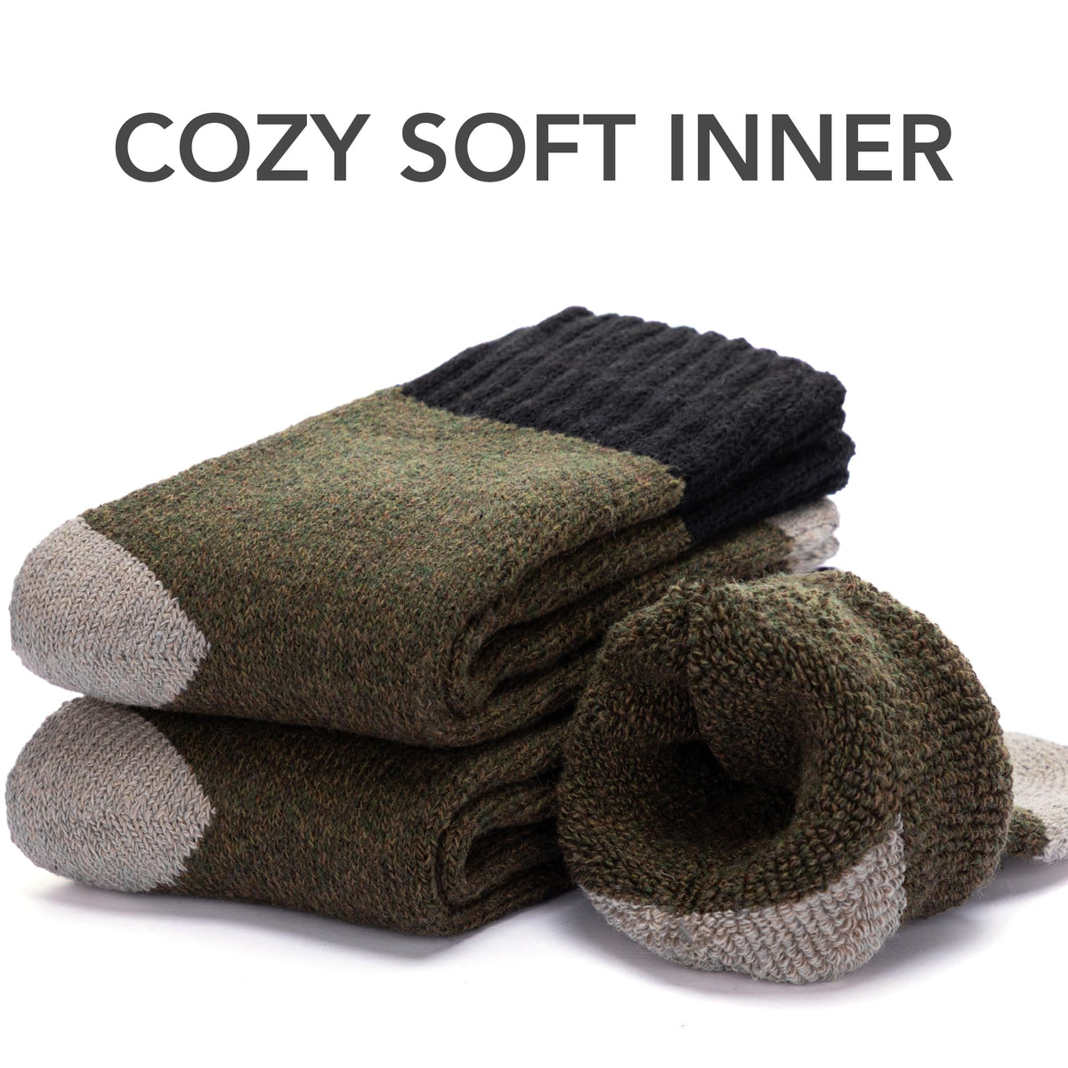 RockDove Men’s Thick Knit Wool Blend Crew Socks 3 Pairs
