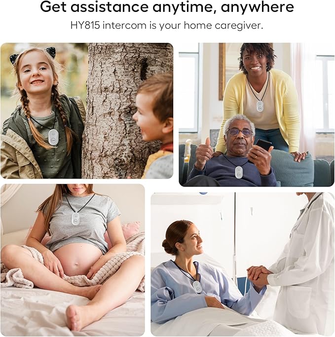 Hosmart Intercoms Wireless for Home, 2024 New Rechargeable Full Duplex Caregiver Pager for Elderly Senior, Two-Way Real-time Talk, Portable Personal Alert, Call/Monitor Button for Home Safety