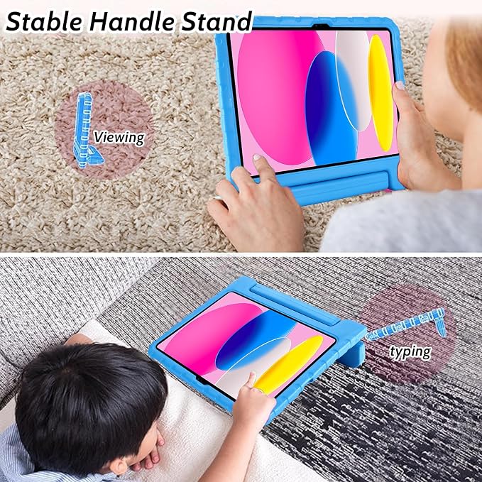 Dteck Kids Case for iPad 10.2 - Shockproof Rugged EVA Handle Stand Child Proof Case for iPad 9/8/7 Generation Black