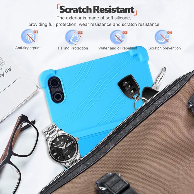 Case Cover for Urao C12 10.36 inch KONXISA Tablet Case with Premium Silicone Material Folding Stand Fuction Anti-Scratch Shockproof and Full Protection Tablet SleeveProtective Covers SkyBlue