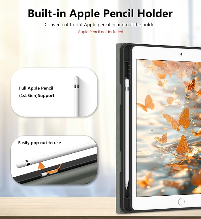 DTTO for iPad 9th/8th/7th Gen Case 10.2 Inch (2021/2020/2019) Brown | 360 Degree Rotating Premium Faux Leather Folio Stand Cover with Pencil Holder Auto Sleep/Wake Multiple Angles Hand Strap