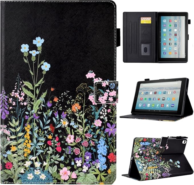 Case for Fire HD 10 Tablet 9th/7th/5th Gen 2019/2017/2015Cute Cat | Slim Durable Foldable Stand PU Leather Pencil Holder Card Slot Auto Wake，Sleep