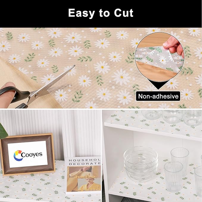 Cooyes Shelf Liner – Premium Non-Adhesive Cabinet & Drawer Liner for Kitchen – Waterproof Shelf Paper with Modern Pattern – Durable EVA Cabinet Mat – Easy to Cut （24" W x 360" L）