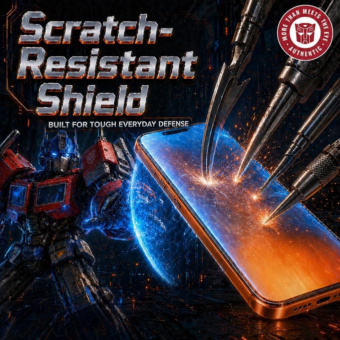 Transformers Licensed iPhone 15 Screen Protector | Impact Resistant Scratch Resistant Bubble-Free Install Smooth Touch Fit 365-Day Warranty