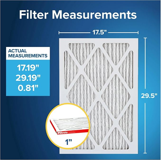 Filtrete 17.5x29.5x1 AC Furnace Air Filter, MERV 11, MPR 1000, Micro Allergen